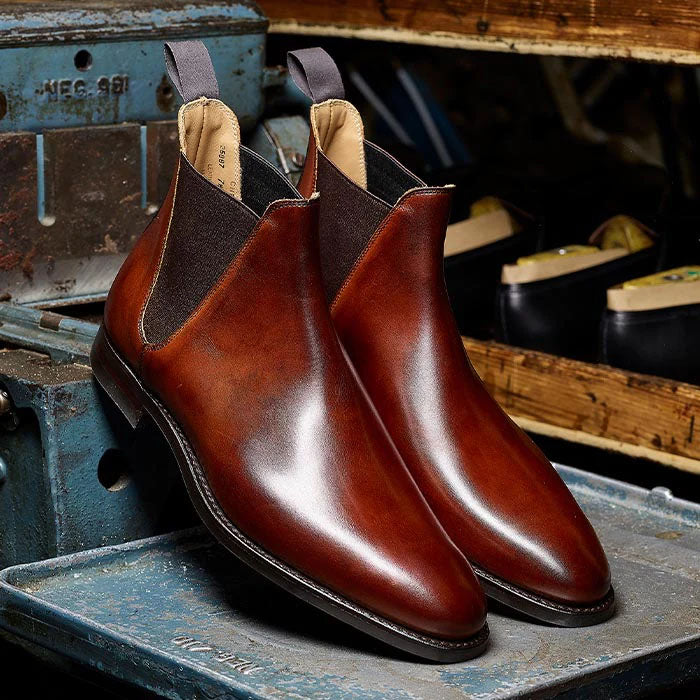 Crockett & Jones - Chelsea 8 Chestnut Calf Leather Boots SHOES Crockett & Jones
