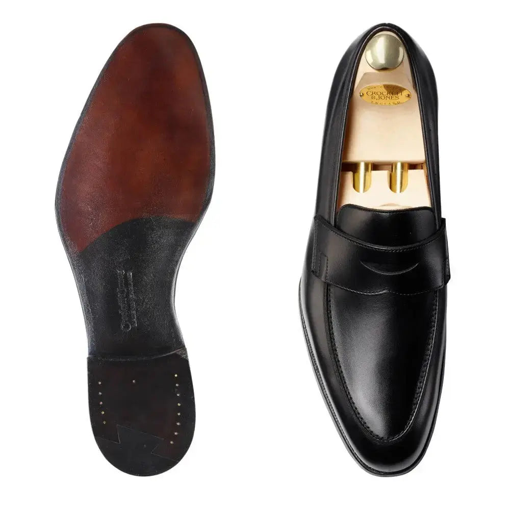 Crockett & Jones - Crawford Black Hand Grade Penny Loafers SHOES Crockett & Jones