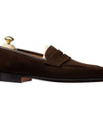 Crockett & Jones - Dark Brown Boston Suede Penny Loafer SHOES Crockett & Jones