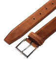 Crockett & Jones - Polo Brown Suede Belt with Silver Buckle BELTS/BRACES Crockett & Jones