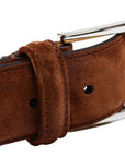 Crockett & Jones - Polo Brown Suede Belt with Silver Buckle BELTS/BRACES Crockett & Jones