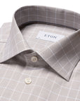 Eton - Beige Checked Signature Twill Slim Fit Shirt L/S SHIRTS Eton
