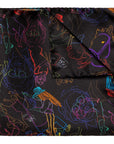 Eton - Black ‘Studio 54’ Neon Print Pure Silk Pocket Square HANDKERCHIEFS Eton