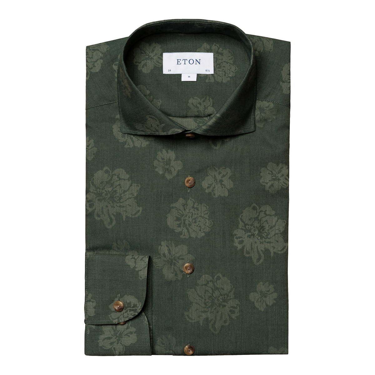 Eton - Green Floral Print Contemporary Fit Flannel Shirt L/S SHIRTS Eton
