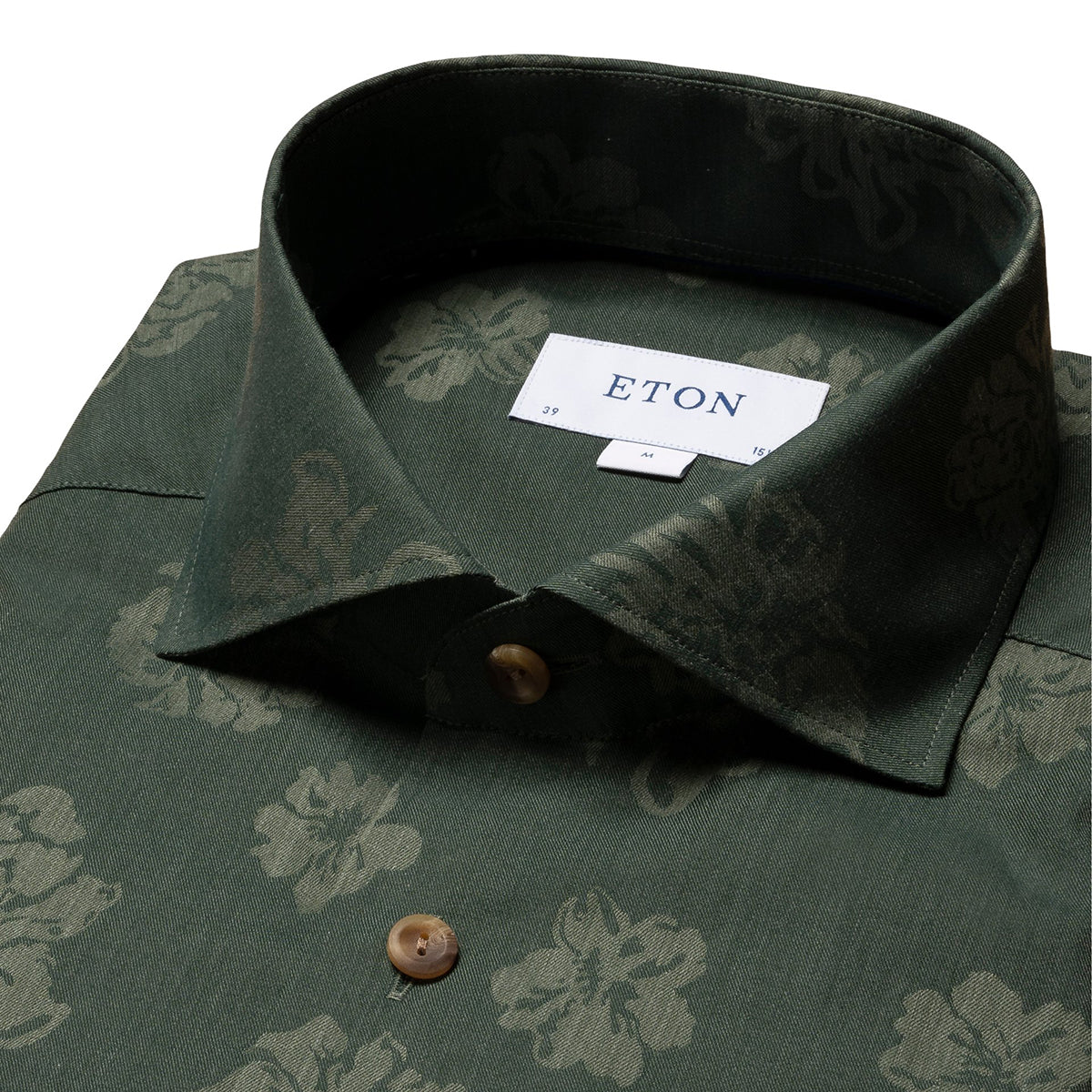 Eton - Green Floral Print Contemporary Fit Flannel Shirt L/S SHIRTS Eton