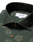 Eton - Green Floral Print Contemporary Fit Flannel Shirt L/S SHIRTS Eton