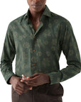 Eton - Green Floral Print Contemporary Fit Flannel Shirt L/S SHIRTS Eton