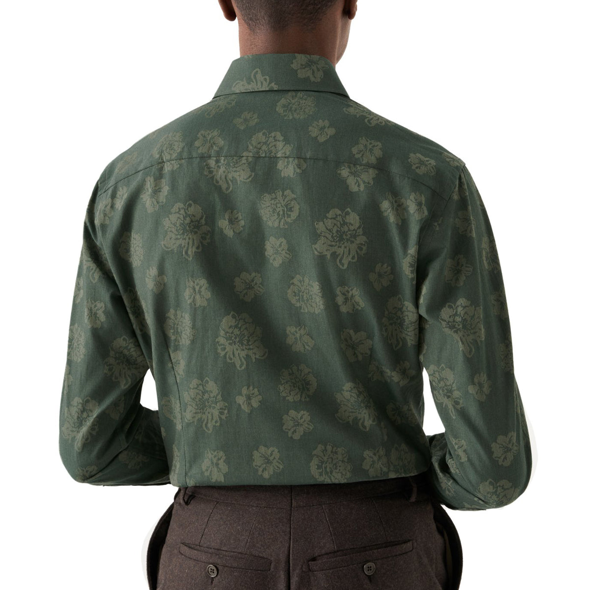 Eton - Green Floral Print Contemporary Fit Flannel Shirt L/S SHIRTS Eton