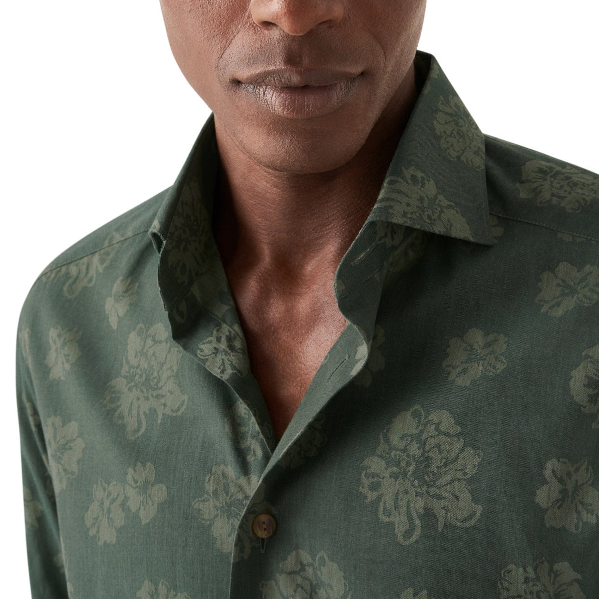 Eton - Green Floral Print Contemporary Fit Flannel Shirt L/S SHIRTS Eton