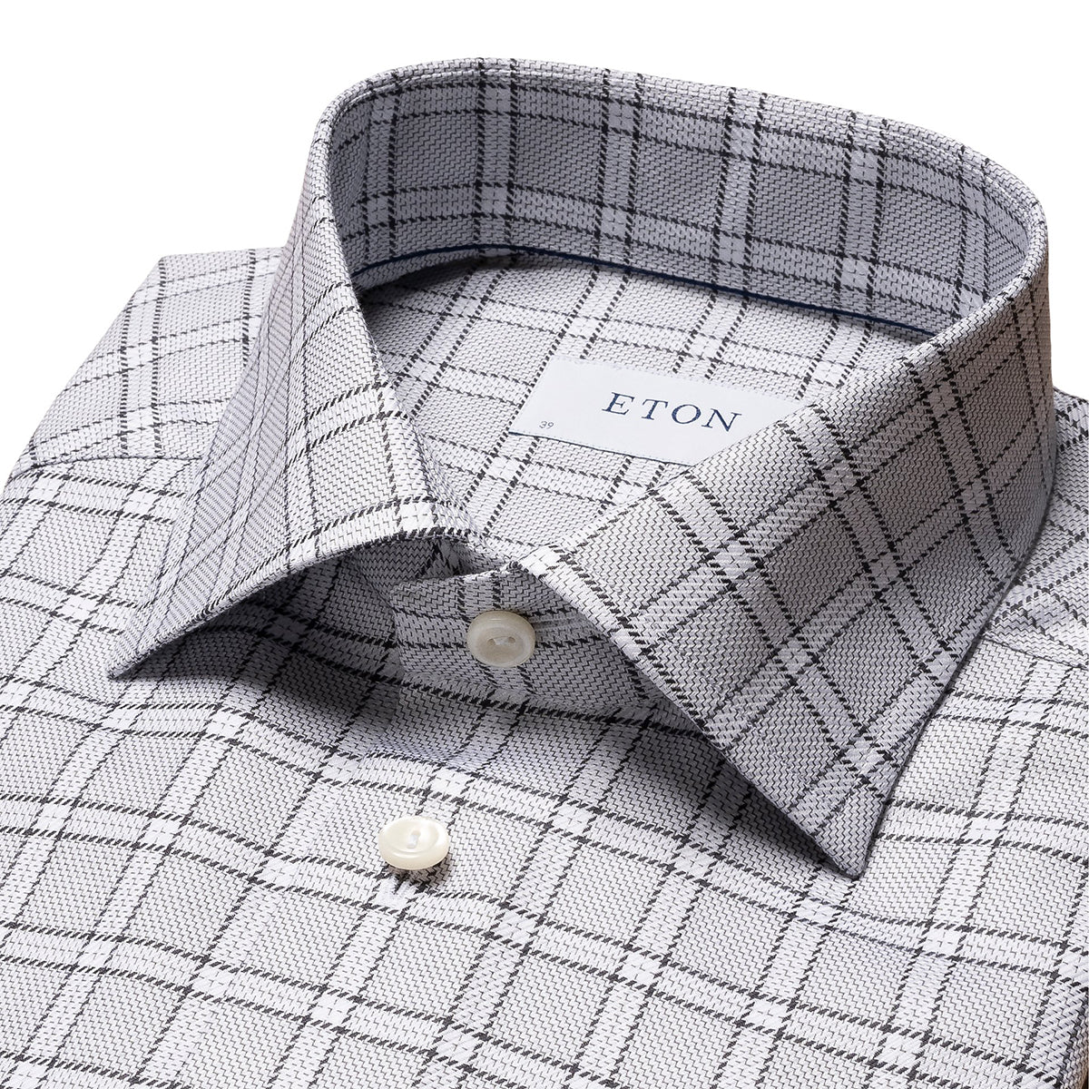 Eton - Grey Checked Signature Twill Slim Fit Shirt L/S SHIRTS Eton