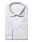 Eton - Light Blue Patchwork Contemporary Fit Twill Shirt L/S SHIRTS Eton
