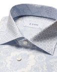 Eton - Light Blue Patchwork Contemporary Fit Twill Shirt L/S SHIRTS Eton