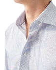 Eton - Light Blue Patchwork Contemporary Fit Twill Shirt L/S SHIRTS Eton
