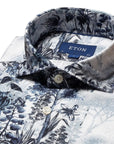 Eton - Navy Floral Print Cotton-Tencel™ Slim Fit Shirt L/S SHIRTS Eton