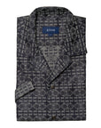 Eton - Navy Geometric Jacquard Denim Resort Shirt S/S SHIRTS Eton
