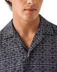 Eton - Navy Geometric Jacquard Denim Resort Shirt S/S SHIRTS Eton
