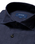 Eton - Navy Italian Linen Slim Fit Shirt L/S SHIRTS Eton