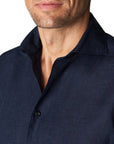 Eton - Navy Italian Linen Slim Fit Shirt L/S SHIRTS Eton