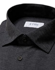 Eton - Navy Mélange Four-Way Stretch Slim Fit Shirt L/S SHIRTS Eton