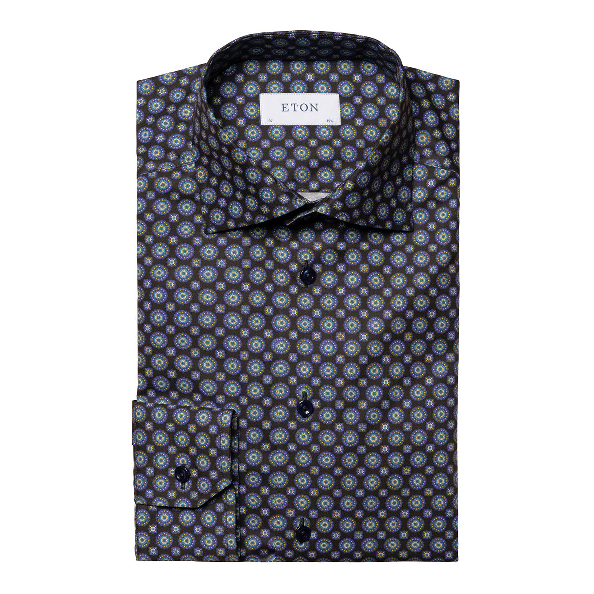 eton men's contemporary fit twill dress shirt reviews Eton Navy Medallion Print Signature Twill Contemporary Fit Shirt – Robert Old & Co