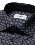 Eton - Navy Medallion Print Signature Twill Contemporary Fit Shirt L/S SHIRTS Eton