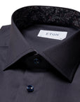 Eton - Navy Paisley Trim Signature Twill Slim Fit Shirt L/S SHIRTS Eton