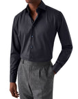 Eton - Navy Paisley Trim Signature Twill Slim Fit Shirt L/S SHIRTS Eton