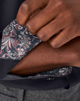 Eton - Navy Paisley Trim Signature Twill Slim Fit Shirt L/S SHIRTS Eton