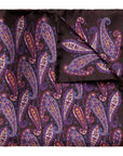 Eton - Purple Paisley Print Pure Silk Pocket Square HANDKERCHIEFS Eton