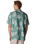 Eton - Green Hibiscus Print Linen Resort Short Sleeve Shirt S/S SHIRTS Eton