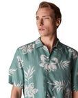 Eton - Green Hibiscus Print Linen Resort Short Sleeve Shirt S/S SHIRTS Eton