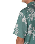 Eton - Green Hibiscus Print Linen Resort Short Sleeve Shirt S/S SHIRTS Eton