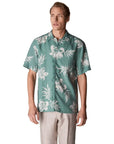 Eton - Green Hibiscus Print Linen Resort Short Sleeve Shirt S/S SHIRTS Eton
