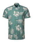Eton - Green Hibiscus Print Linen Resort Short Sleeve Shirt S/S SHIRTS Eton