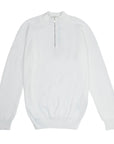 Moorer - White 'Basoli' Cotton Quarter Zip Jumper KNITWEAR MooRER