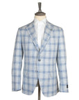 Belvest - Cream & Blue Check Cotton, Linen, & Wool Jacket JACKETS Belvest