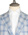 Belvest - Cream & Blue Check Cotton, Linen, & Wool Jacket JACKETS Belvest