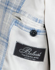 Belvest - Cream & Blue Check Cotton, Linen, & Wool Jacket JACKETS Belvest