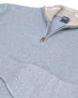 Fedeli - Blue Marl Cashmere & Linen Quarter Zip KNITWEAR FEDELI