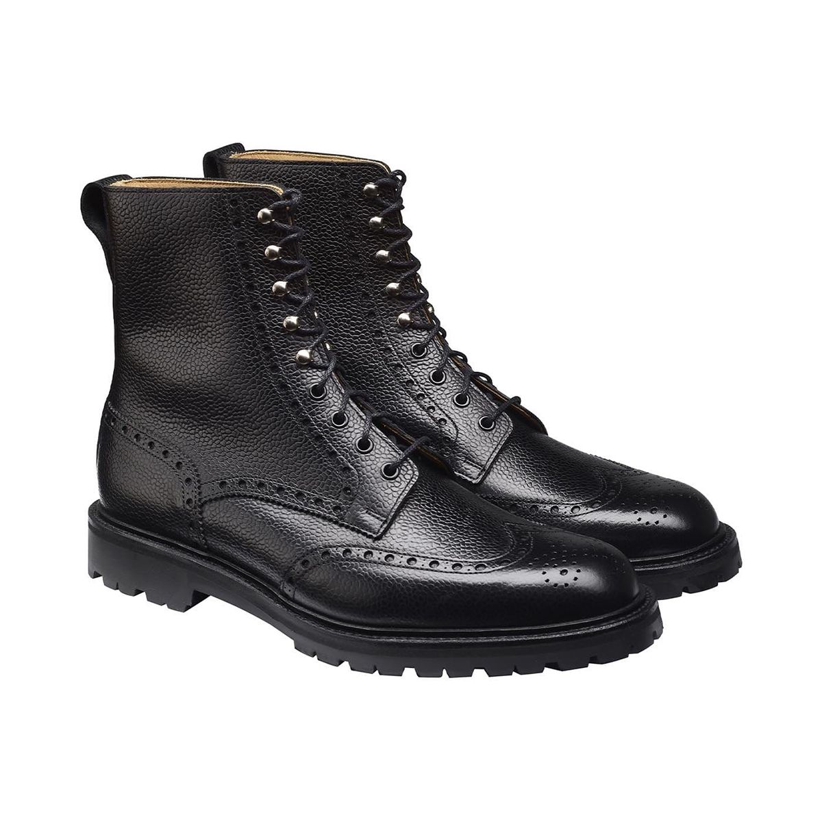 Crockett & Jones - Islay Black Scotch Grain Derby Boots SHOES Crockett & Jones