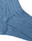 Robert Old - Lapis Blue Ribbed Cashmere Blend Socks SOCKS Robert Old