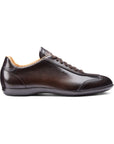 Santoni - Dark Brown Leather Low Top Sneakers SHOES Santoni