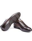 Santoni - Dark Brown Leather Low Top Sneakers SHOES Santoni