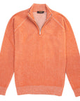 Moorer - Burnt Orange Vanisé Knit Wool Cashmere Half-Zip Sweater KNITWEAR MooRER
