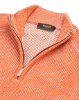 Moorer - Burnt Orange Vanisé Knit Wool Cashmere Half-Zip Sweater KNITWEAR MooRER