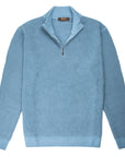 Moorer - Cyan ‘Terni’ Wave Knit Half-Zip Wool Sweater KNITWEAR MooRER