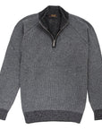 Moorer - Dark Grey Vanisé Knit Wool Cashmere Half-Zip Sweater KNITWEAR MooRER