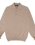 Robert Old - Dark Natural Oban 3 button 2ply Cashmere Polo Sweater CASHMERE Robert Old