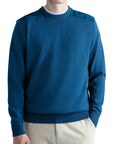 Paul & Shark - Aqua Wool Crew Neck with Typhoon Details KNITWEAR Paul & Shark
