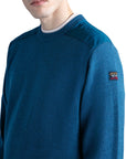 Paul & Shark - Aqua Wool Crew Neck with Typhoon Details KNITWEAR Paul & Shark